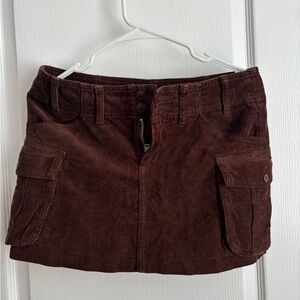 Brandy Melville Brown Corduroy Mini Skirt with Pockets